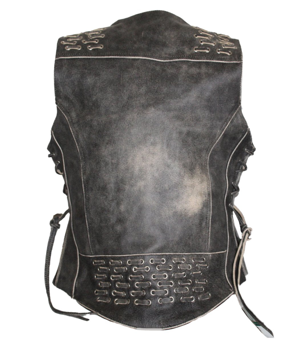 MG468 Motorcycle Ladies Distressed Leather Vest image 5