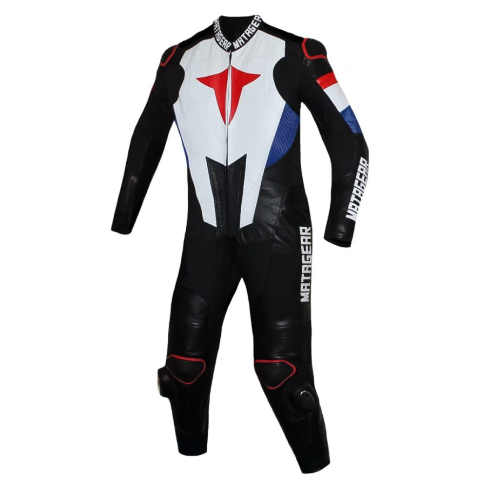 Matagear One Piece Riding Kangaroo Leather Blue Quantum Motorcycle Suit image 0