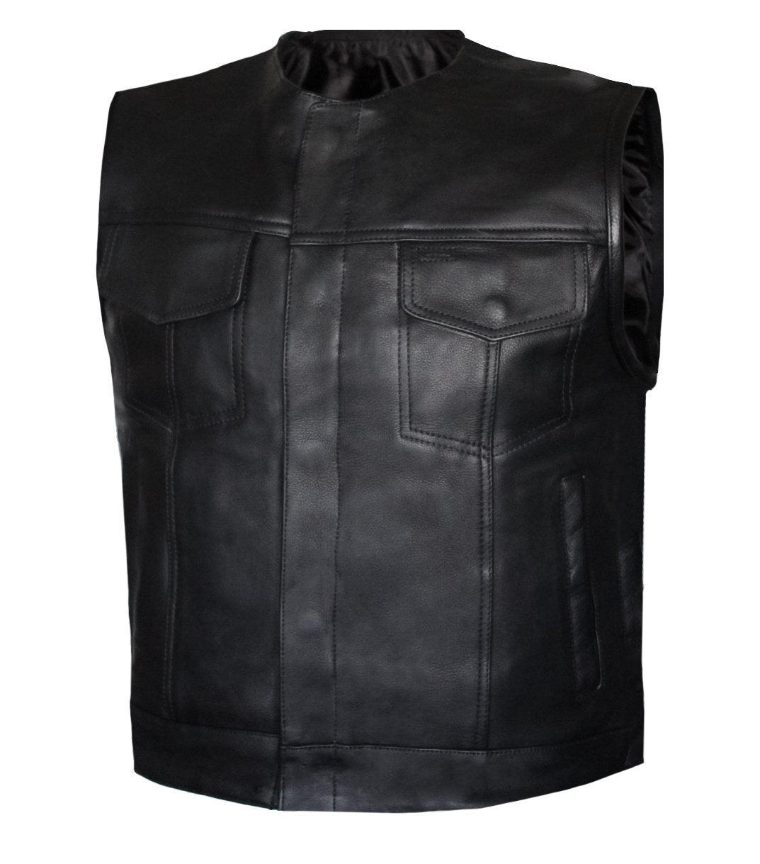 MG422 Low Style Cut Motorcycle Club Leather Vest image 2