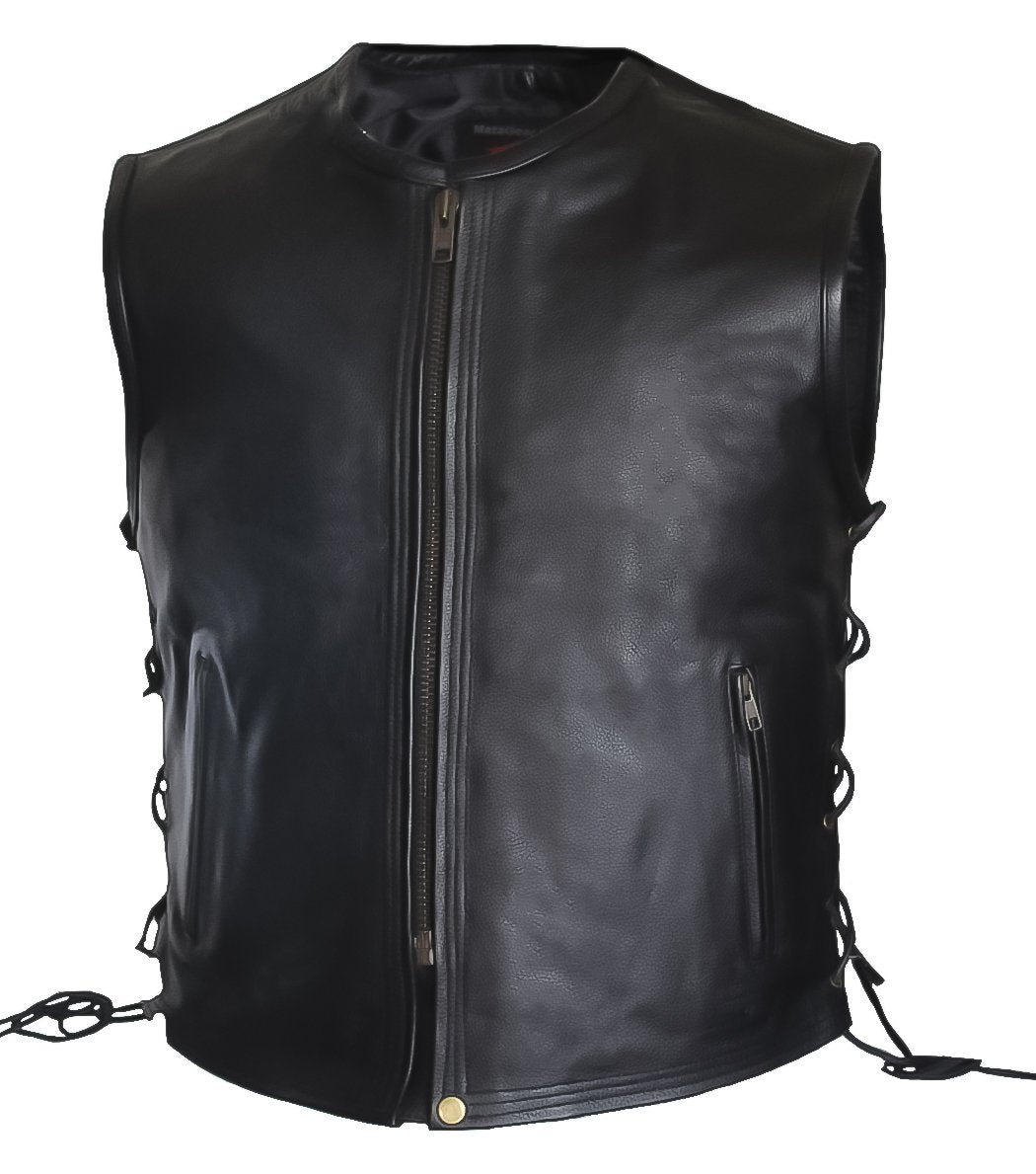 MG461 Motorcycle Men Leather Vest image 1