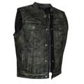 MG415 Distressed Grey Motorcycle Vest image 0