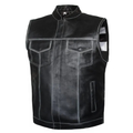 MG410 US FLAG Distressed Black Leather Motorcycle Vest image 0