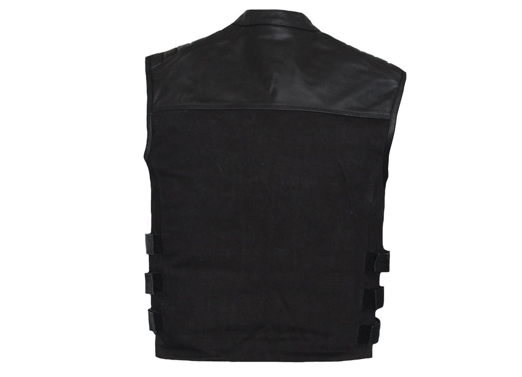 MG423 Mens Leather And Denim Vest image 3