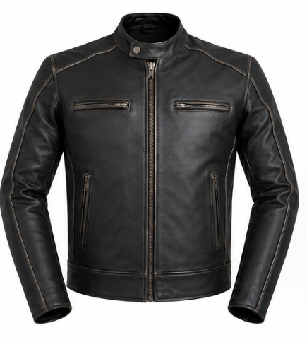 MG110 Motorcycle Distressed leather Jacket
