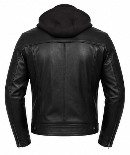 MG117 Motorcycle Removable Hoodie Leather Jacket