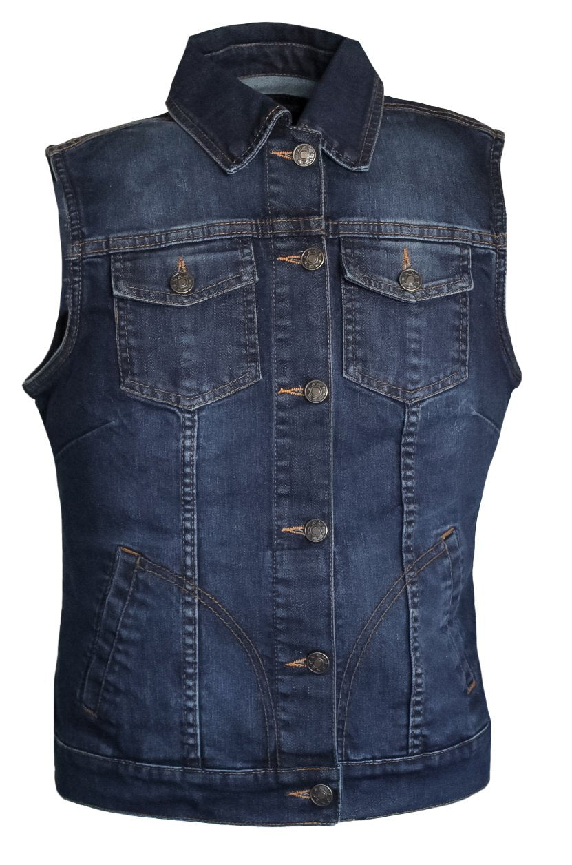 MG478 Motorcycle Denim Vest image 1