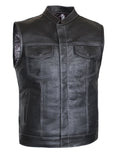 MG435 Motorcycle Braided Perforated Paisley Leather Vest image 0