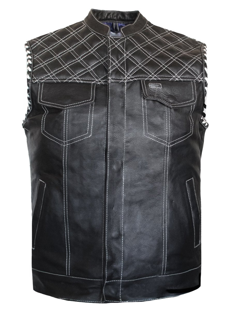 MG447 American Eagle Motorcycle Padded Leather Vest image 1
