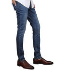 Mens New Vintage Blue Slim Fit Denim Jeans with Five Pockets image 0