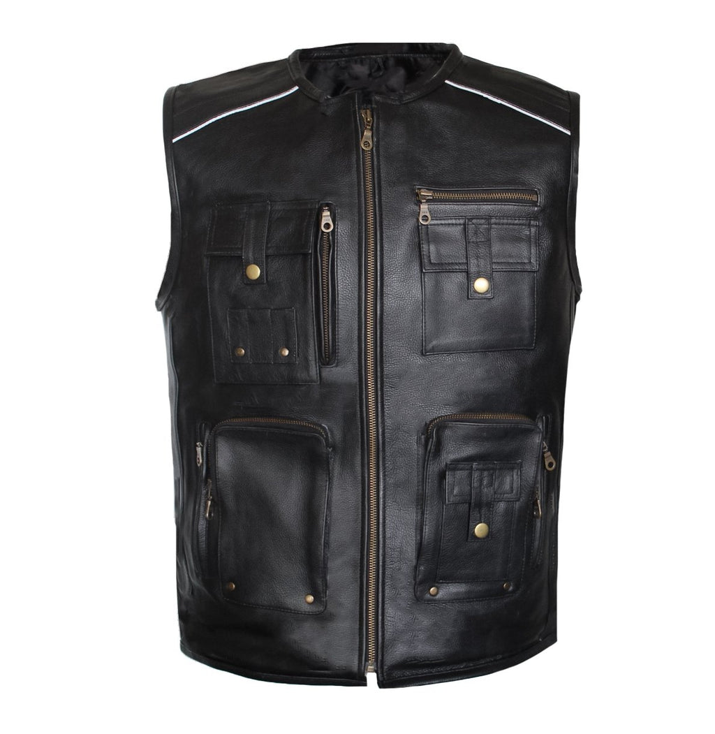MG435 Motorcycle Leather Vest image 6
