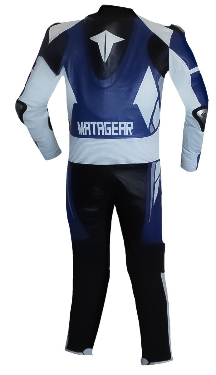Matagear MG395 One Piece Riding Kangaroo Leather Blue Ballistic Motorcycle Suit image 2