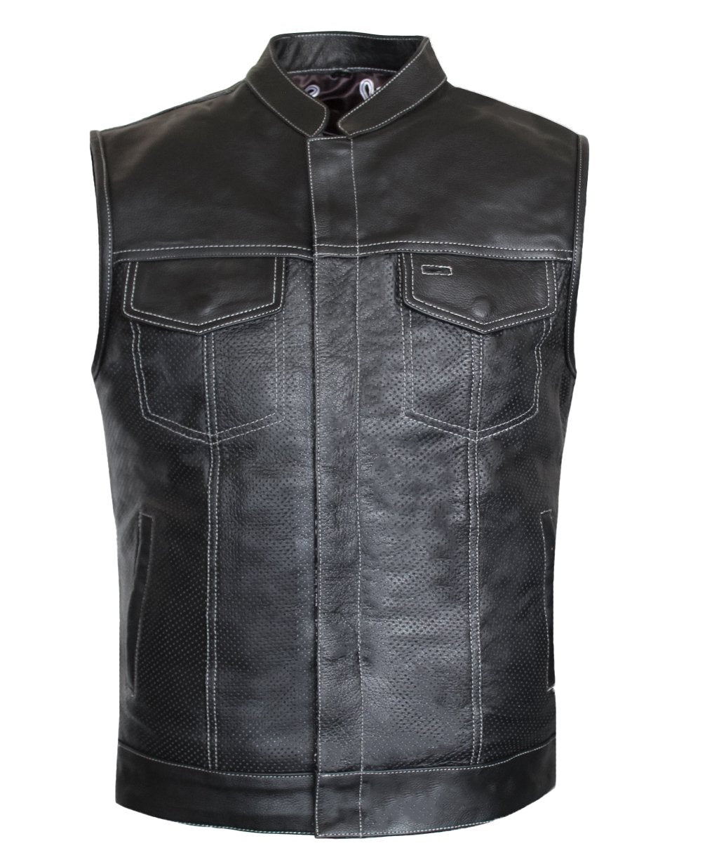 MG440 Motorcycle Perforated Paisley Leather Vest image 4