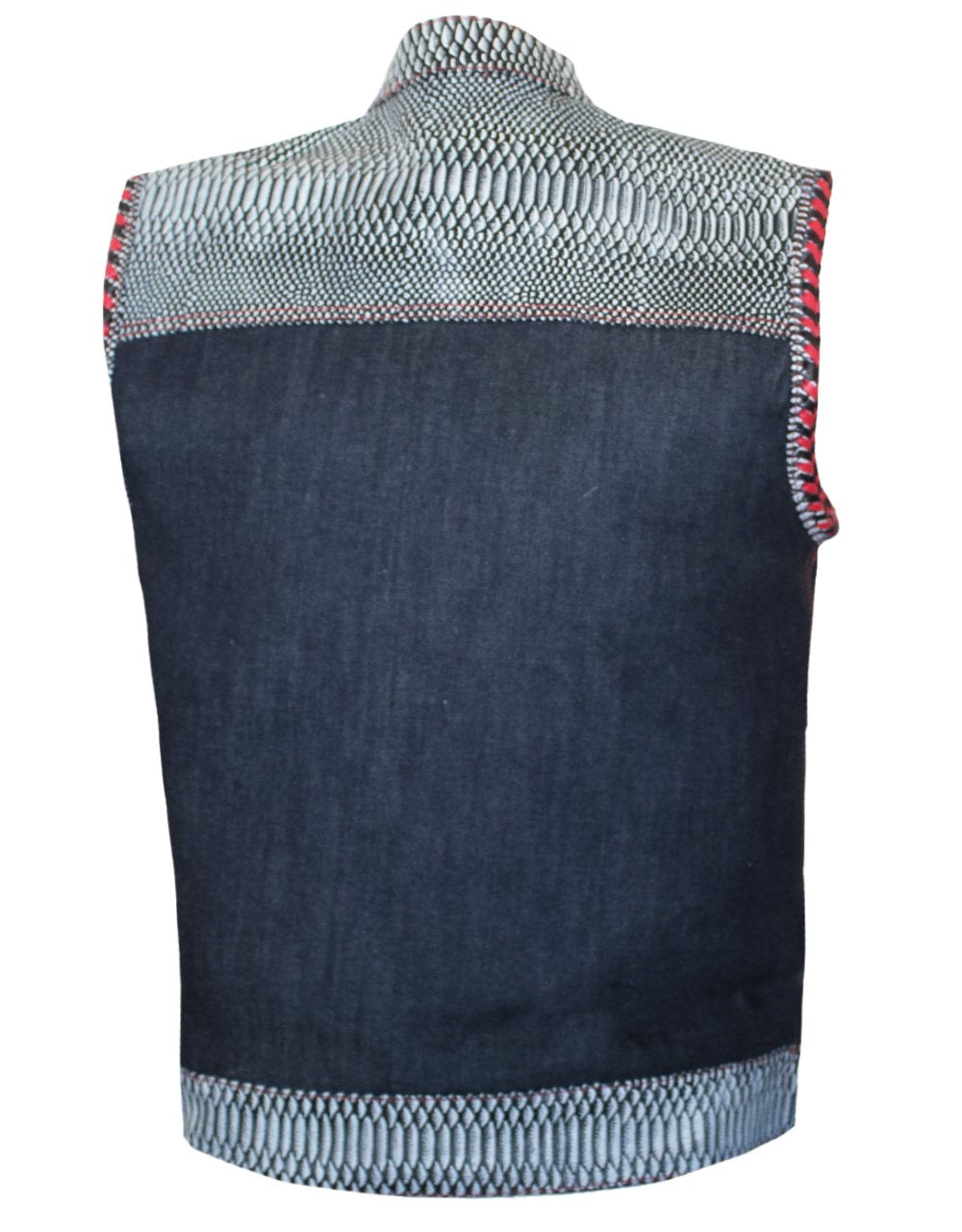 MG413 Motorcycle US Flag Croc Blue Denim Vest image 3