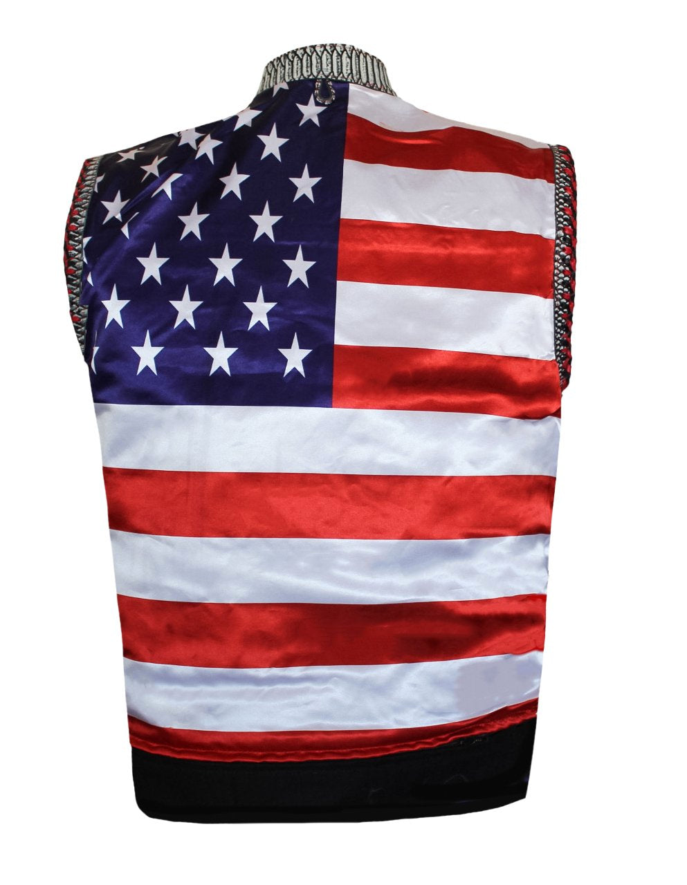 MG413 Motorcycle US Flag Croc Blue Denim Vest image 5
