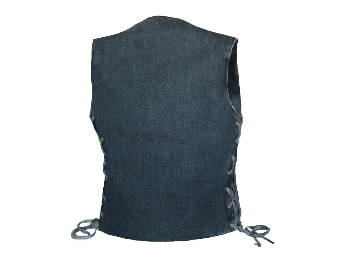 MG479 Motorcycle Ladies Denim Vest image 4