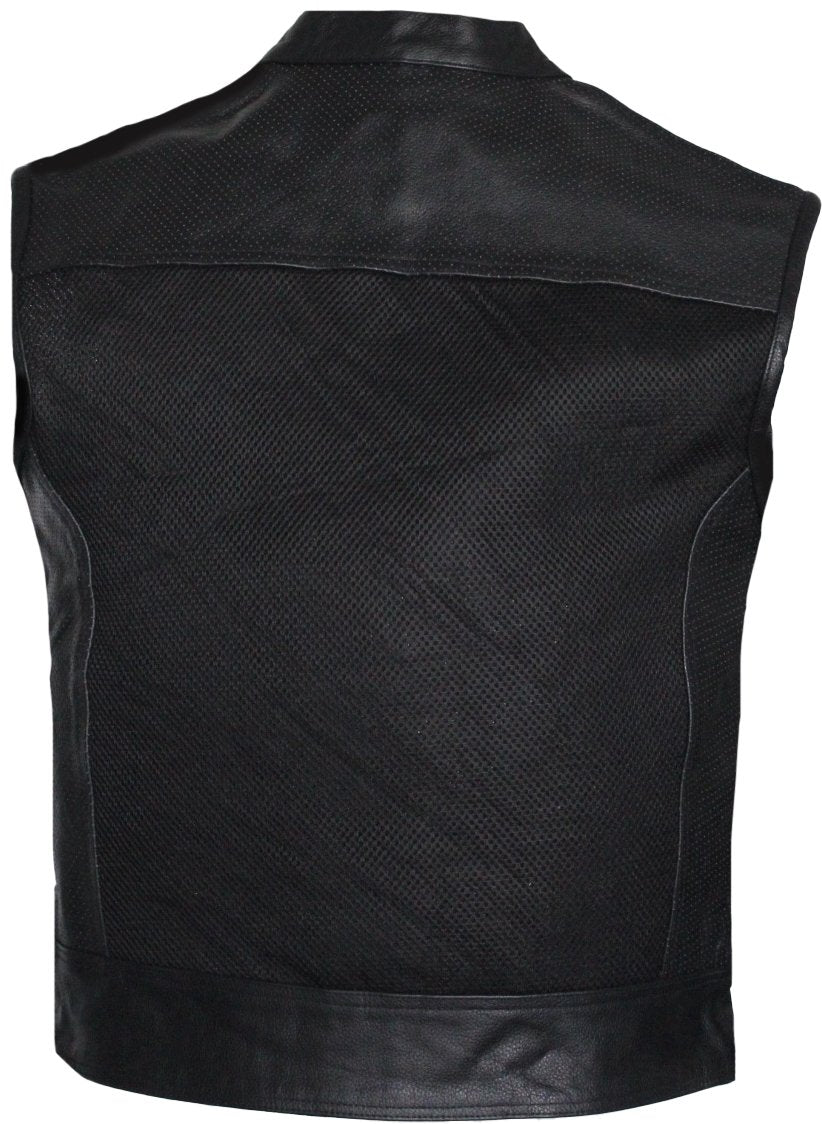 MG424 Mens Perforated Leather And Mesh Motorcycle Vest image 2