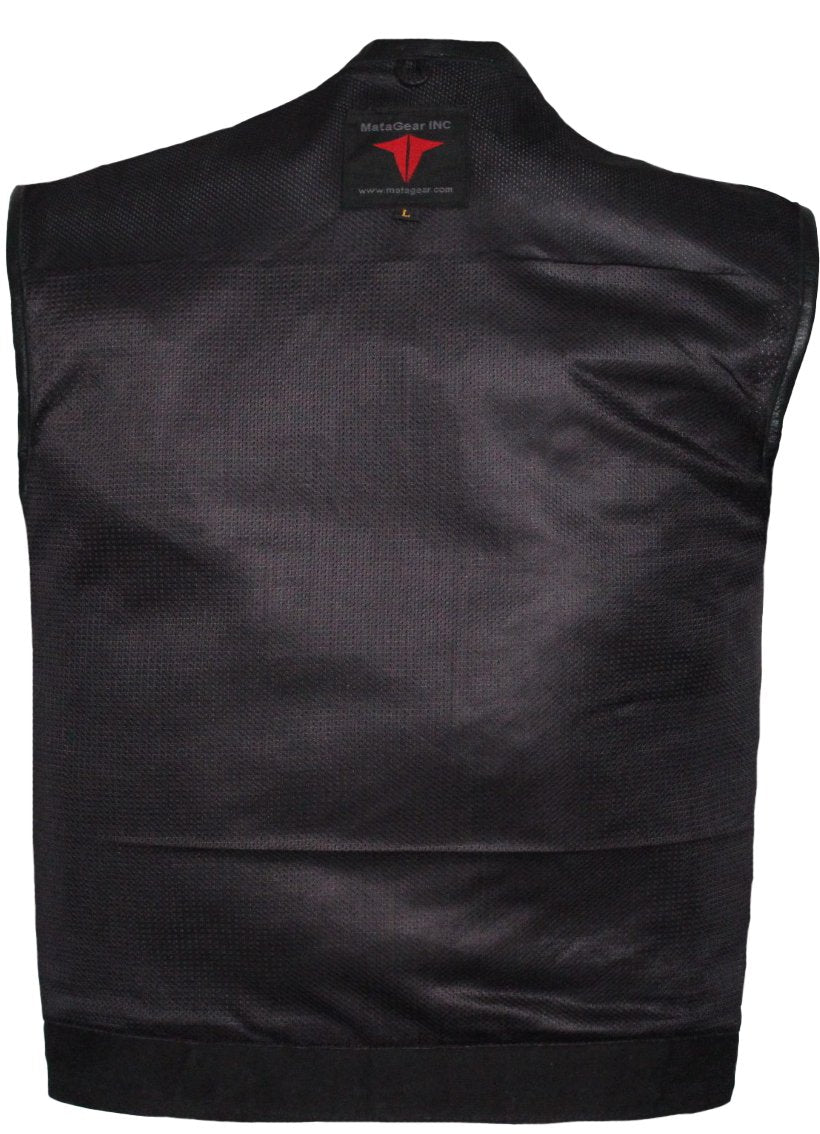 MG424 Mens Perforated Leather And Mesh Motorcycle Vest image 4