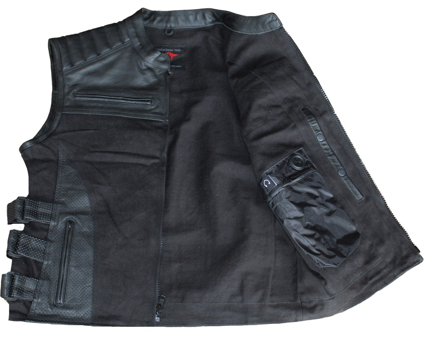 MG423 Mens Leather And Denim Vest image 1