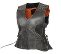 MG468 Motorcycle Ladies Distressed Leather Vest image 0