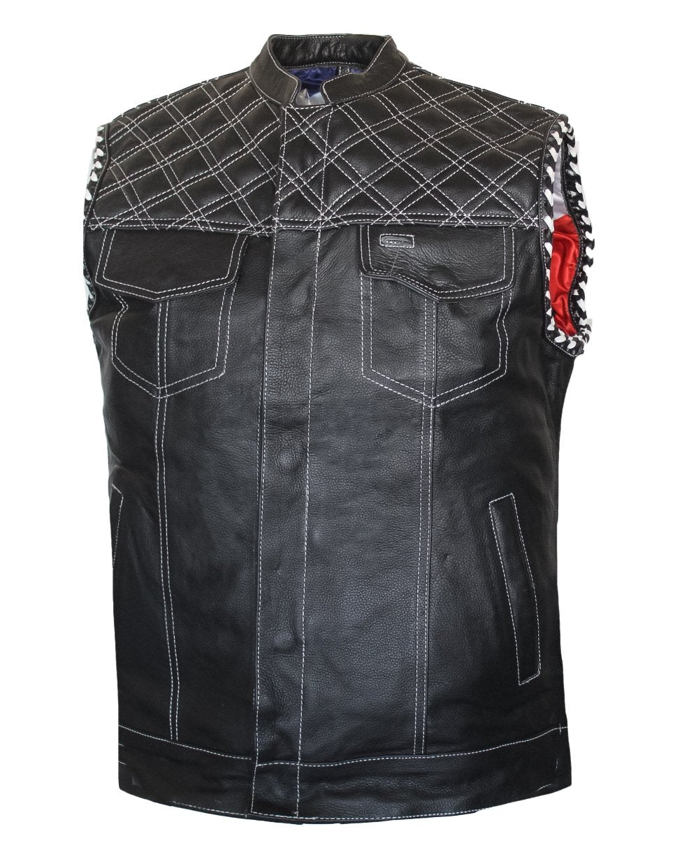MG447 American Eagle Motorcycle Padded Leather Vest image 3