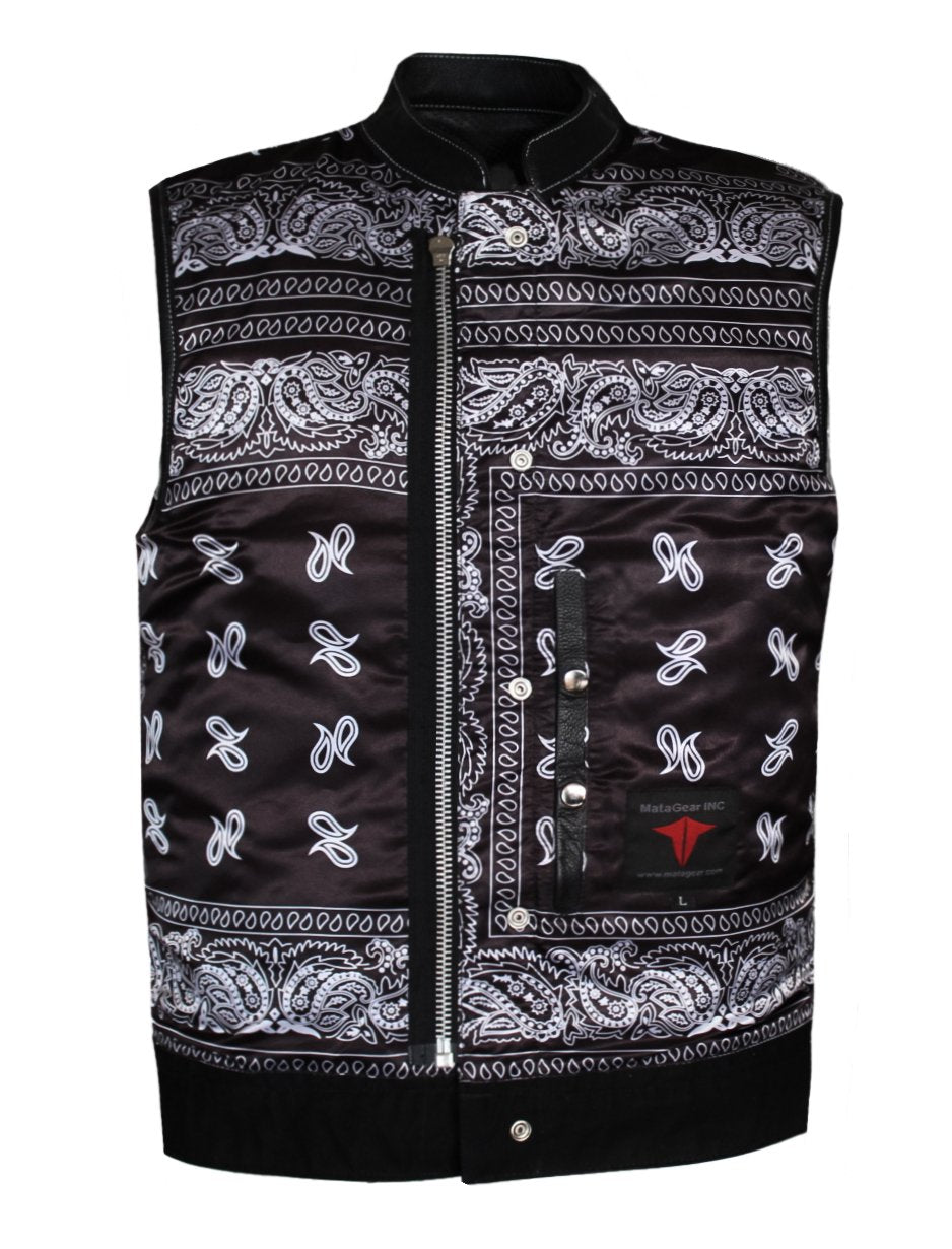 MG435 Motorcycle Braided Perforated Paisley Leather Vest image 6