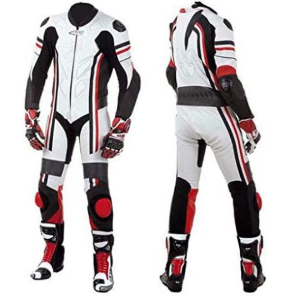 Matagear MG398 Motorcycle Race Red White Riding Leather Suit CE Approved Protection image 0