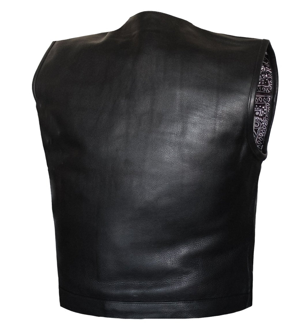 MG421 Paisley Low Style Cut Motorcycle Club Leather Vest image 3