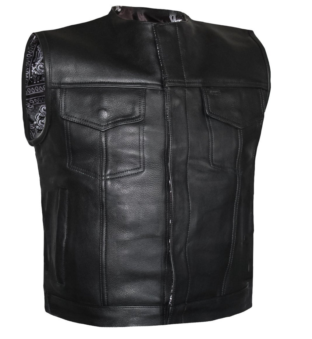 MG421 Paisley Low Style Cut Motorcycle Club Leather Vest image 2