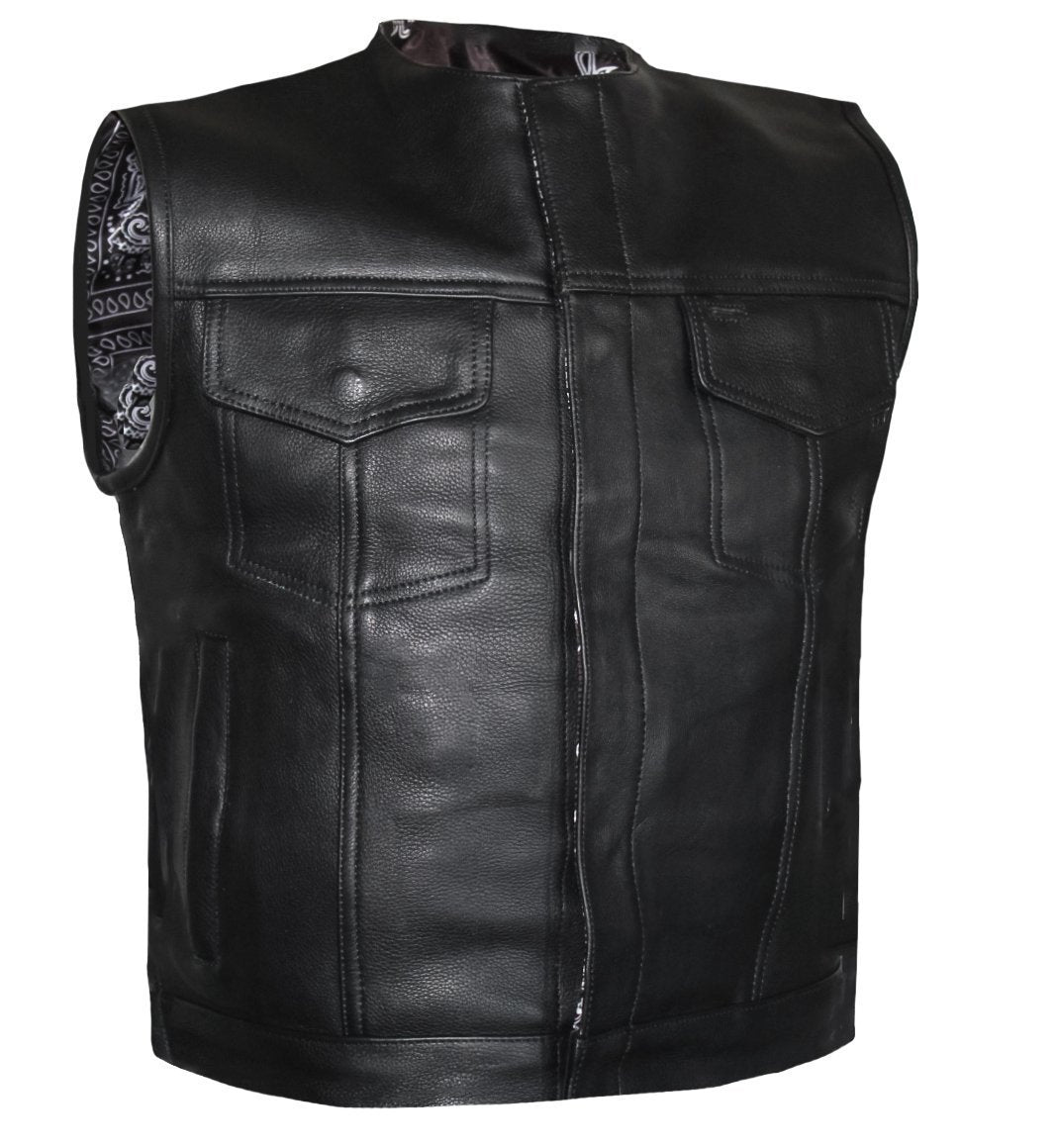 MG421 Paisley Low Style Cut Motorcycle Club Leather Vest image 2