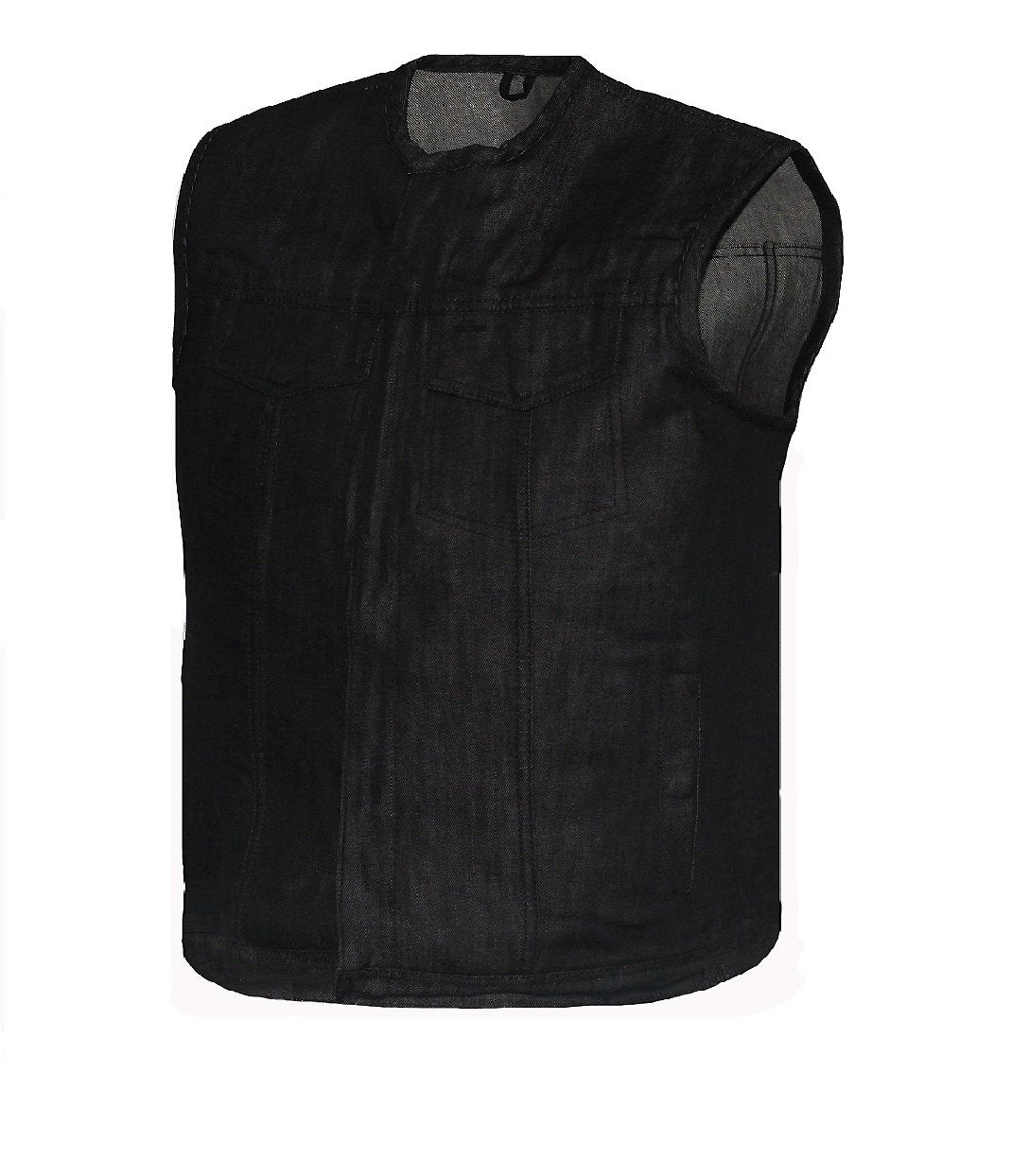 MG412 Motorcycle Black Denim Vest image 1