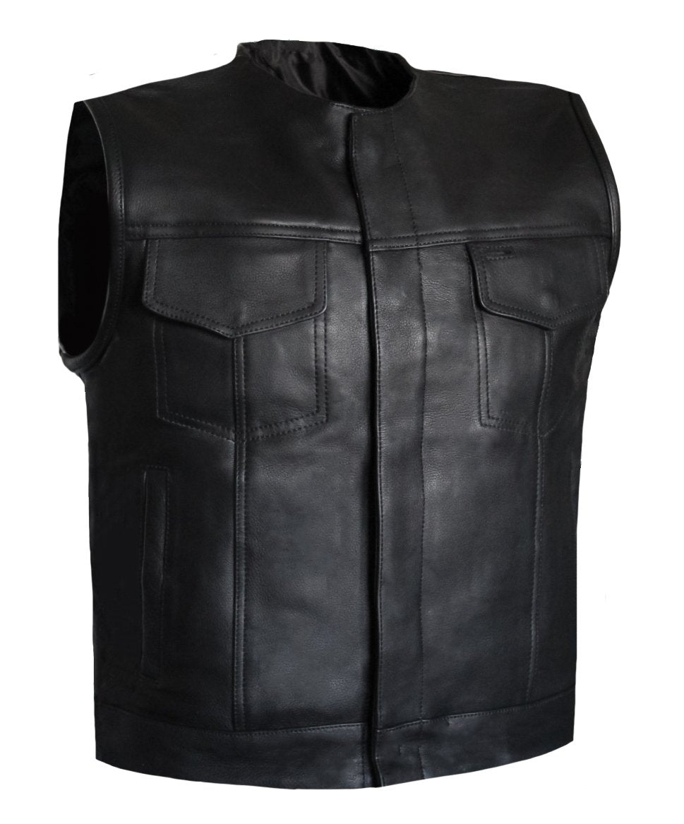MG422 Low Style Cut Motorcycle Club Leather Vest image 1