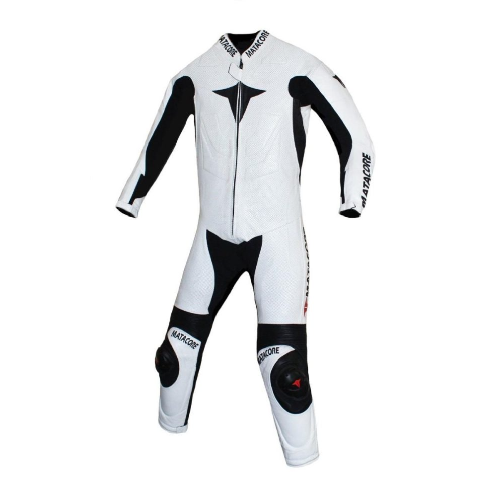 Matagear MG310 Motorcycle One Piece White Riding Leather Airtex Suit CE Approved Protection image 0