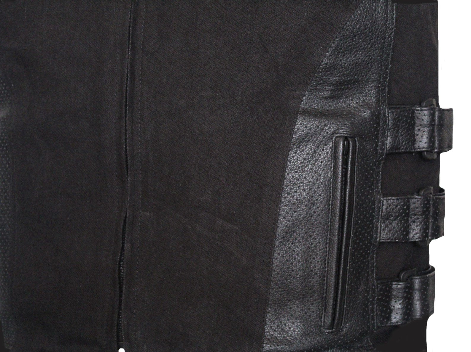 MG423 Mens Leather And Denim Vest image 2