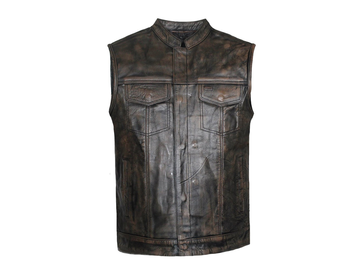 MG441 Brown Motorcycle Vest image 2
