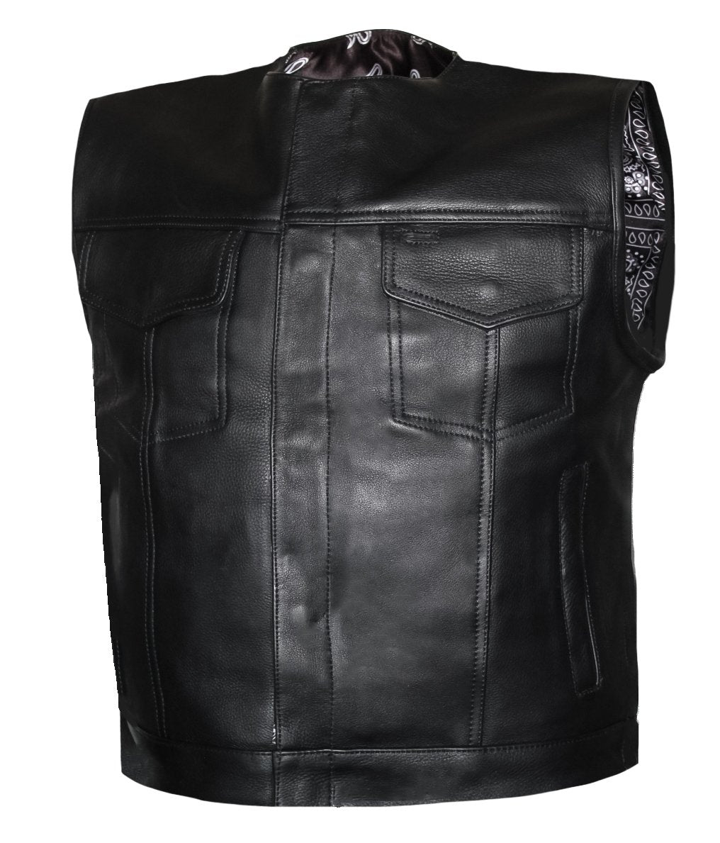 MG421 Paisley Low Style Cut Motorcycle Club Leather Vest image 1