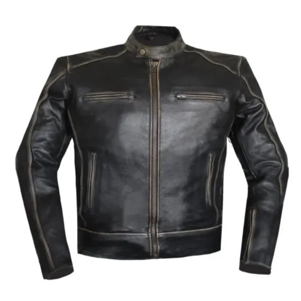 MG110 Motorcycle Distressed leather Jacket