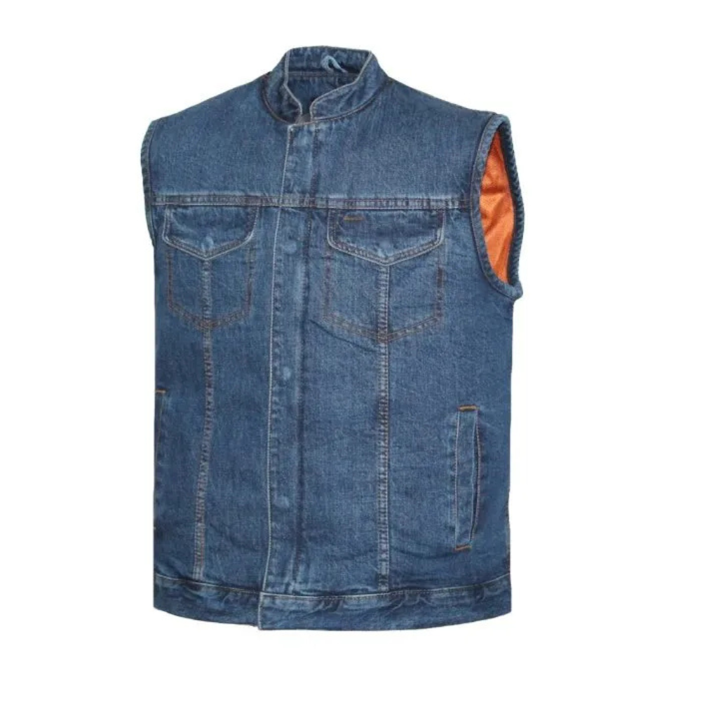 MataGear Motorcycle Blue Beauty Denim Vest