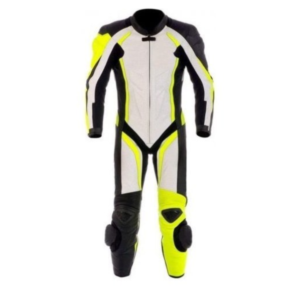 Matagear MG351 Motorcycle Yellow White Riding Leather Suit CE Approved Armors